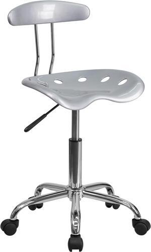 Vibrant Silver and Chrome Swivel Task Chair with Tractor Seat