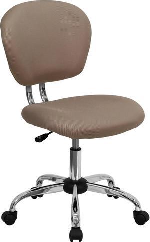 Mid-Back Coffee Brown Mesh Padded Swivel Task Chair with Chrome Base