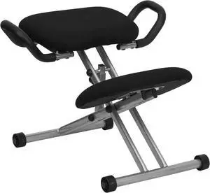 Ergonomic Kneeling Chair with Handles in Black Fabric