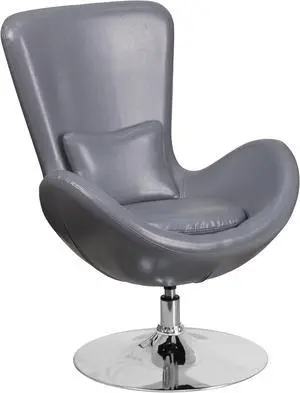 Egg Series Gray Leather Side Reception Chair