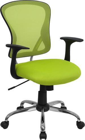 Mid-Back Green Mesh Swivel Task Chair with Chrome Base and Arms