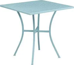 Commercial Grade 28" Square Sky Blue Indoor-Outdoor Steel Patio Table