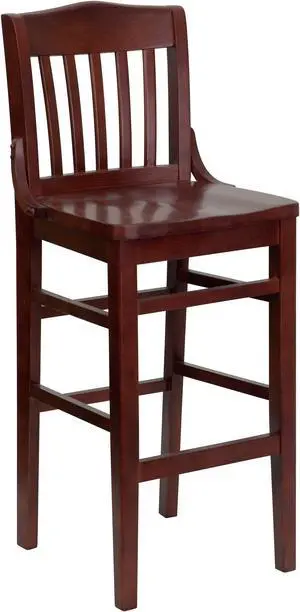 HERCULES Series School House Back Mahogany Wood Restaurant Barstool