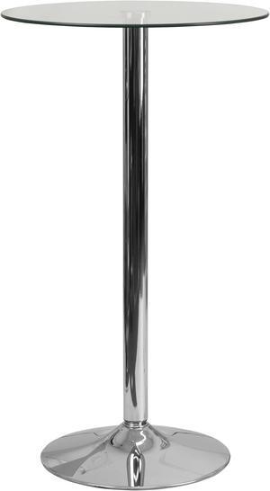23.75'' Round Glass Table with 41.75''H Chrome Base