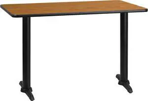 30'' x 48'' Rectangular Natural Laminate Table Top with 5'' x 22'' Table Height Bases