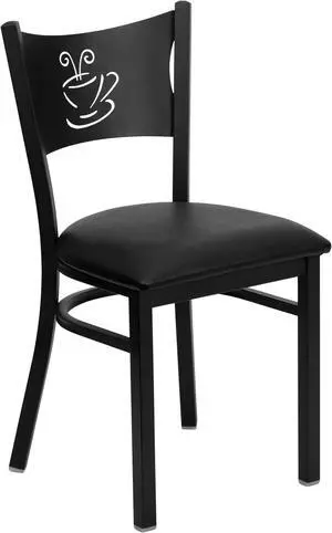 Flash Furniture XU-DG-60099-COF-BURV-GG Hercules Series Black Coffee Back Metal Restaurant Chair with Black Vinyl Seat Flash Furniture XU-DG-60099-COF-BURV-GG Hercules Series Black Coffee Back Metal Restaurant Chair with Black Vinyl Seat