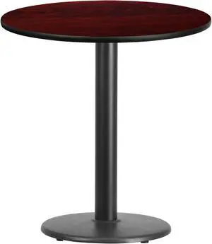 24'' Round Mahogany Laminate Table Top with 18'' Round Table Height Base