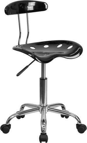 Vibrant Black and Chrome Swivel Task Chair with Tractor Seat