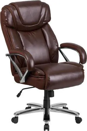 Flash Furniture Hercules Series 500 lb Brown Leather Executive Swivel Office Chair with Extra Wide Seat