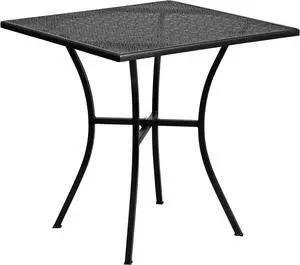 Commercial Grade 28" Square Black Indoor-Outdoor Steel Patio Table