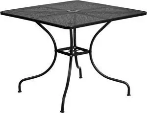 35.5'' Square Black Indoor-Outdoor Steel Patio Table