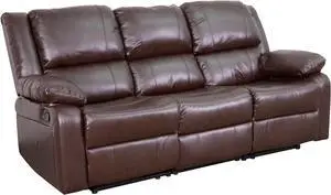 Harmony Series Brown LeatherSoft Sofa with Two Built-In Recliners