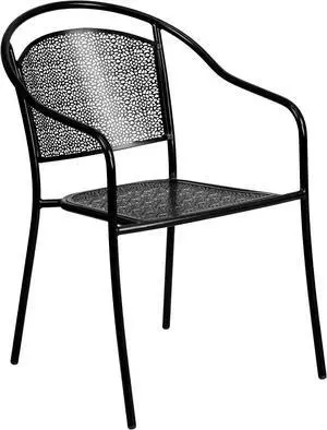 Flash Furniture Black Steel Patio Arm Chair (CO3BK)