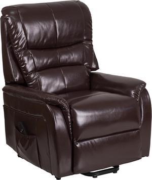 HERCULES Series Brown LeatherSoft Remote Powered Lift Recliner