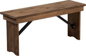 Flash Furniture HERCULES Series 40'' x 12'' Antique Rustic Solid Pine Folding Farm Bench