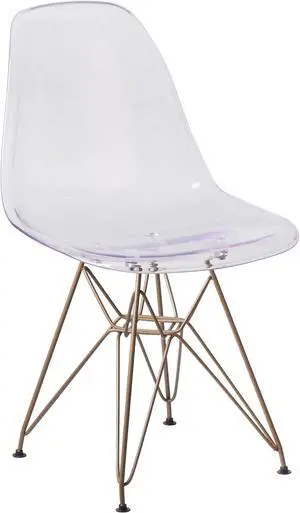 Flash Furniture Elon Series Ghost Chair with Gold Metal Base