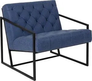 HERCULES Madison Series Retro Blue LeatherSoft Tufted Lounge Chair