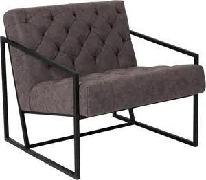 HERCULES Madison Series Retro Gray LeatherSoft Tufted Lounge Chair