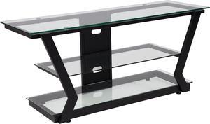 Harbor Hills Glass TV Stand with Black Metal Frame
