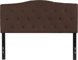 Cambridge Tufted Upholstered Full Size Headboard in Dark Brown Fabric
