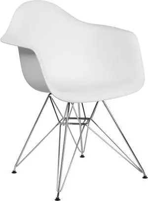 Alonza Series White Plastic Chair with Chrome Base