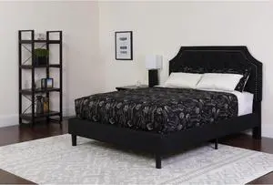 Brighton Full Size Tufted Upholstered Platform Bed in Black Fabric