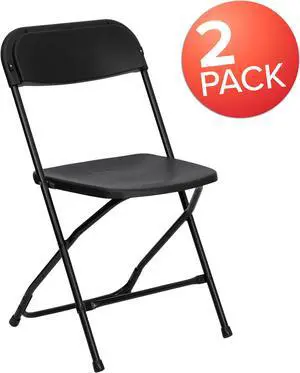 HERCULES Series Black Plastic Folding Chairs | Set of 2 Lightweight Folding Chairs