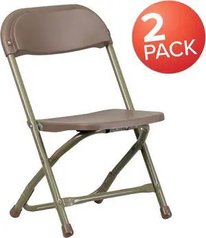 Flash Furniture Plastic Kids Folding Chair Brown 2 Pieces (2YKIDBN)