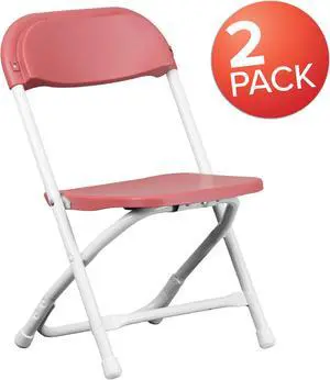 Flash Furniture Plastic Kids Folding Chair Burgundy 2 Pieces (2YKIDBY)