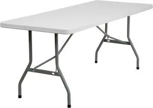 6-Foot Granite White Plastic Folding Table