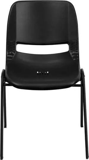 HERCULES Series 880 lb. Capacity Black Ergonomic Shell Stack Chair with Black Frame