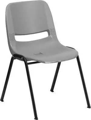HERCULES Series 880 lb. Capacity Gray Ergonomic Shell Stack Chair with Black Frame