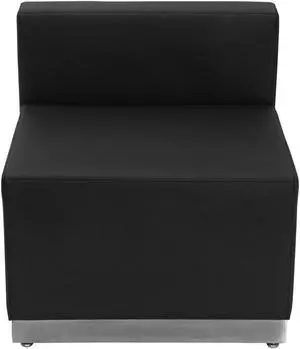 HERCULES Alon Series Black Leather Chair with Brushed Stainless Steel Base