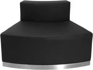 HERCULES Alon Series Black LeatherSoft Convex Chair with Brushed Stainless Steel Base
