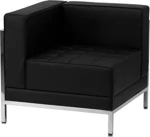 HERCULES Imagination Series Contemporary Black LeatherSoft Left Corner Chair with Encasing Frame