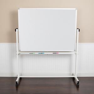 HERCULES Series 53"W x 62.5"H Double-Sided Mobile White Board with Pen Tray