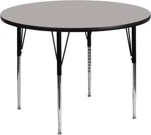 48'' Round Grey HP Laminate Activity Table - Standard Height Adjustable Legs