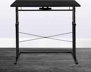 Height Adjustable (27.25-35.75"H) Sit to Stand Home Office Desk - Black