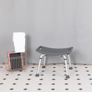 HERCULES Series Tool-Free and Quick Assembly, 300 Lb. Capacity, Adjustable Gray Bath & Shower Chair with Non-slip Feet