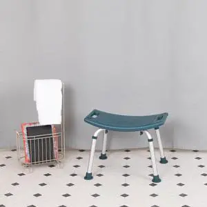 HERCULES Series Tool-Free and Quick Assembly, 300 Lb. Capacity, Adjustable Navy Bath & Shower Chair with Non-slip Feet