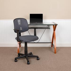 Flash Fundamentals Mid-Back Gray Mesh Swivel Task Office Chair with Pivot Back and Arms
