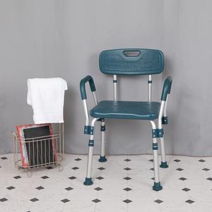 HERCULES Series 300 Lb. Capacity Adjustable Navy Bath & Shower Chair with Quick Release Back & Arms