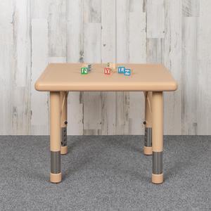 24" Square Natural Plastic Height Adjustable Activity Table