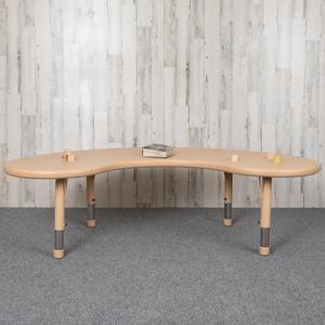 35"W x 65"L Half-Moon Natural Plastic Height Adjustable Activity Table