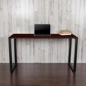 Commercial Grade Industrial Style Office Desk - 55" Length (Mahogany)