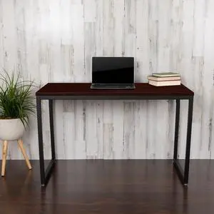 Commercial Grade Industrial Style Office Desk - 47" Length (Mahogany)