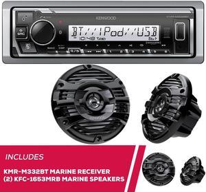 Kenwood KMR-M332BT Marine Digital Media Receiver & (2) KFC-1653MRB 6.5" Speakers