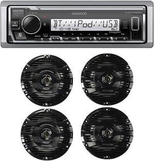 Kenwood KMR-M332BT Marine Digital Media Receiver & (2) KFC-1653MRB 6.5" Speakers
