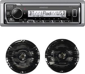 Kenwood KMR-M332BT Marine Digital Media Receiver and KFC-1653MRB 6.5" Speakers