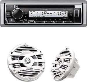 Kenwood KMR-D382BT Marine CD Receiver and KFC-1653MRW 6.5" 2-Way Marine Speakers